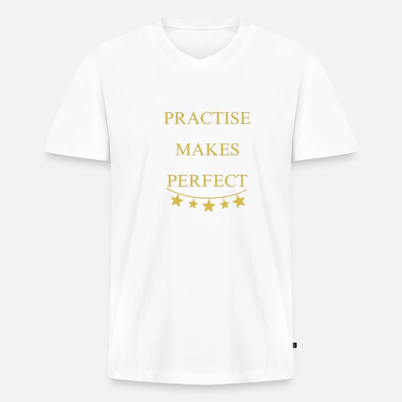 Practise makes perfect - Männer Premium Bio T-Shirt mit V-Ausschnitt - Weiß