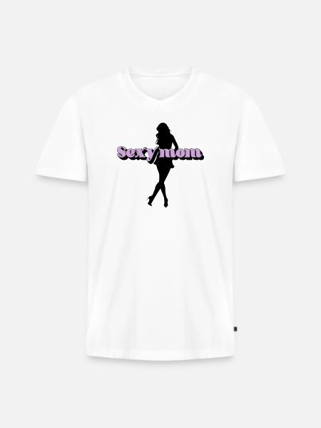 Sexy mom - Men's Premium Organic T-shirt with V-neck - white