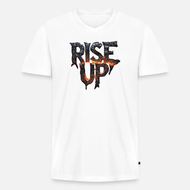 Feuriger Stempel mit Lava-Effekt - Männer Premium Bio T-Shirt mit V-Ausschnitt - Weiß