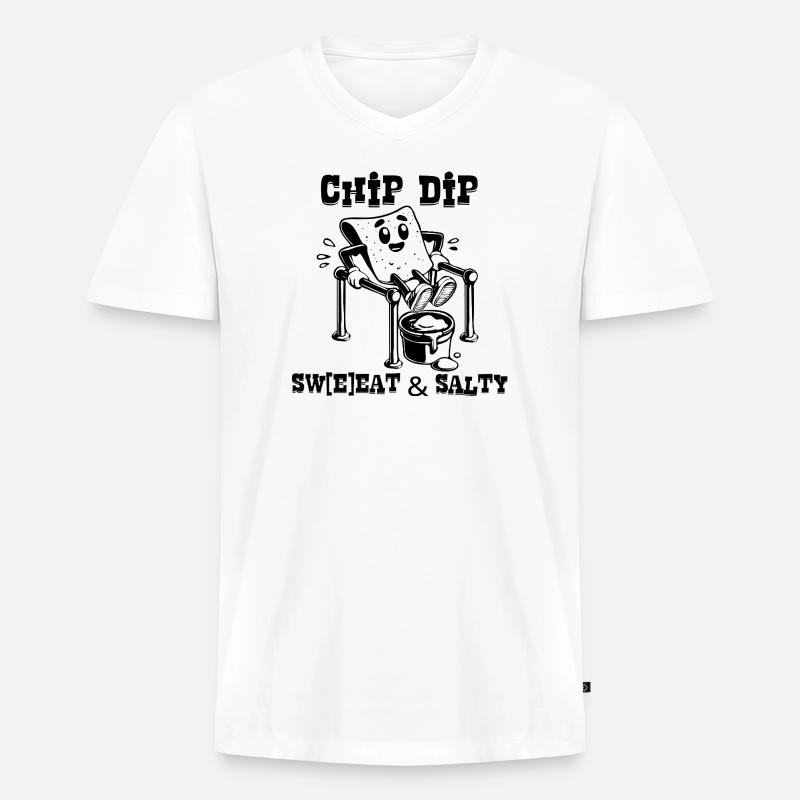 ChipsDip_BW - Männer Premium Bio T-Shirt mit V-Ausschnitt - Weiß