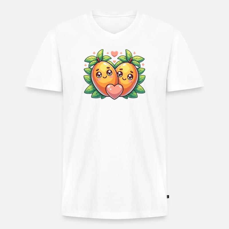 Süßes Mango Design - Paar Geschenk - Männer Premium Bio T-Shirt mit V-Ausschnitt - Weiß
