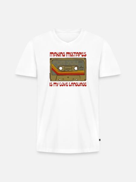 Mixtapes are my love language - Men's Premium Organic T-shirt with V-neck - white