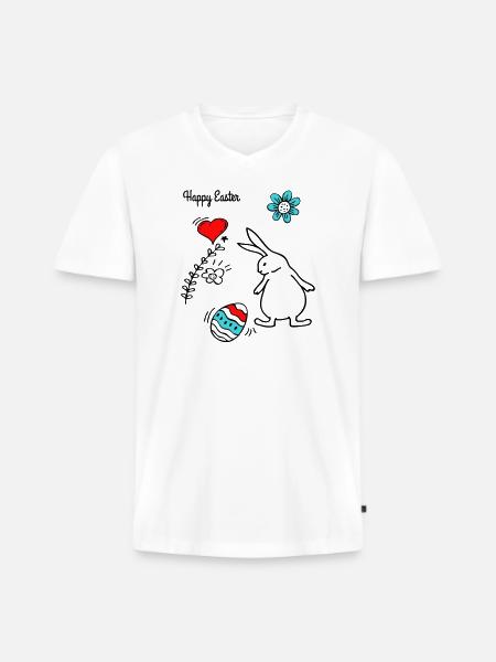 Happy Easter - Männer Premium Bio T-Shirt mit V-Ausschnitt - Weiß