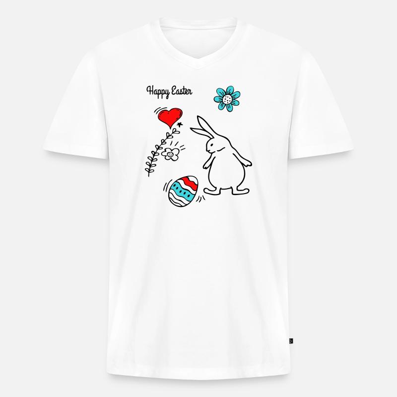 Happy Easter - Männer Premium Bio T-Shirt mit V-Ausschnitt - Weiß