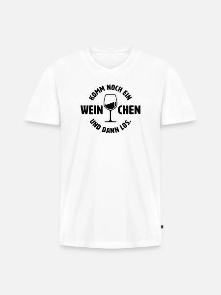 Noch ein Weinchen - Männer Premium Bio T-Shirt mit V-Ausschnitt - Weiß