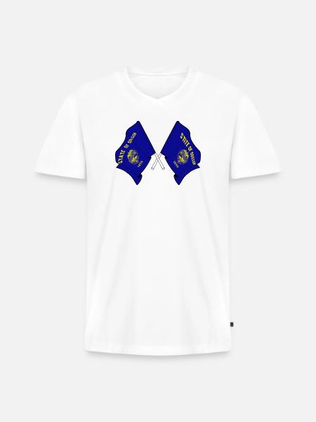 Deux drapeaux ont traversé l’Oregon - T-shirt encolure en V Premium bio Homme - blanc