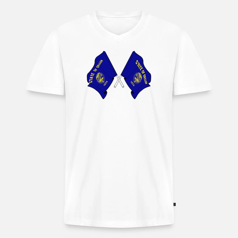 Zwei Flaggen durchquerten Oregon - Männer Premium Bio T-Shirt mit V-Ausschnitt - Weiß