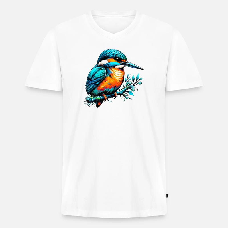 Eisvogel - Männer Premium Bio T-Shirt mit V-Ausschnitt - Weiß
