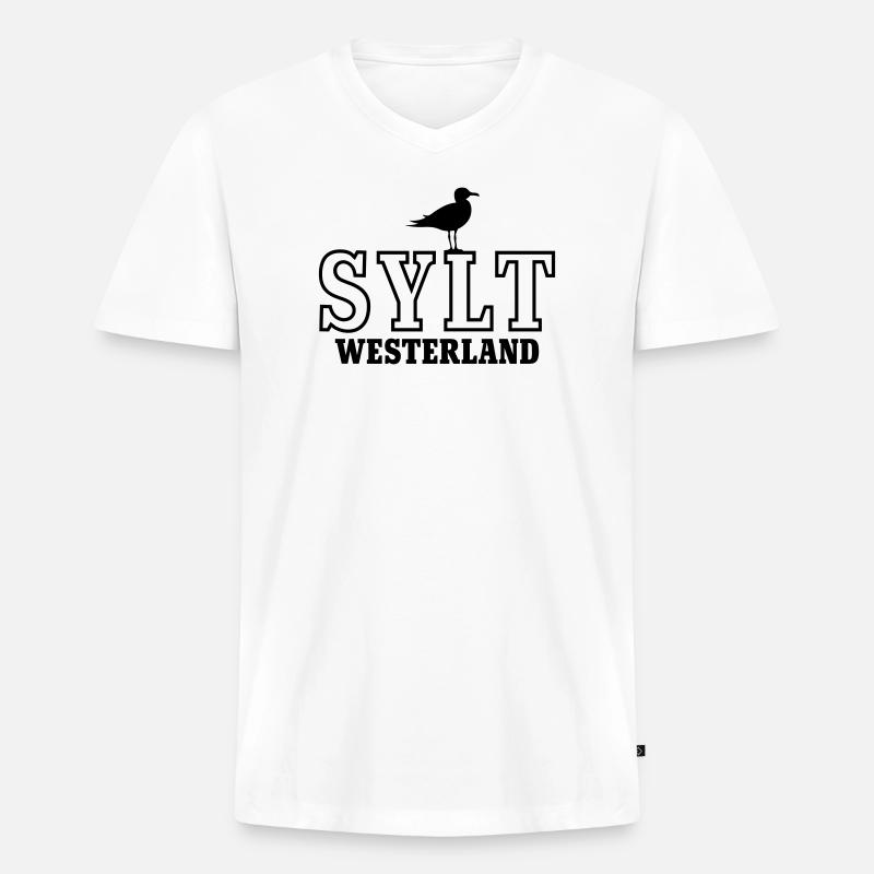Sylt Westerland - Männer Premium Bio T-Shirt mit V-Ausschnitt - Weiß