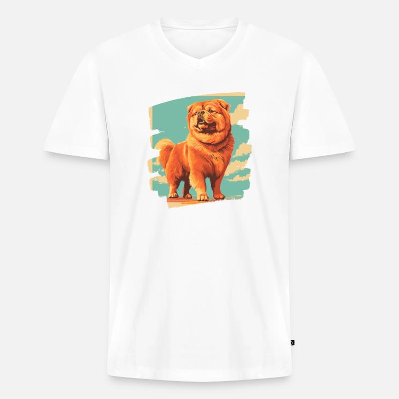 Chow Chow - Männer Premium Bio T-Shirt mit V-Ausschnitt - Weiß