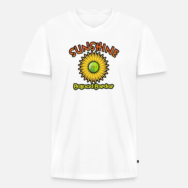 Sunshine Beyond Borders T-Shirt-Design - Männer Premium Bio T-Shirt mit V-Ausschnitt - Weiß
