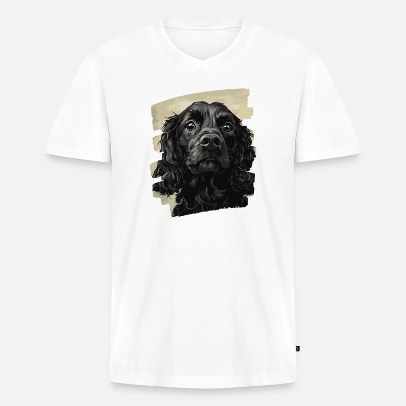 Cocker Spaniel - Männer Premium Bio T-Shirt mit V-Ausschnitt - Weiß