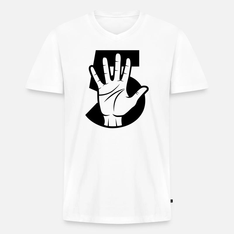 Gib mir 5 - schlag ein - Männer Premium Bio T-Shirt mit V-Ausschnitt - Weiß