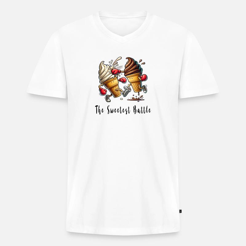 Der süße Wettkampf / Eiscreme - Männer Premium Bio T-Shirt mit V-Ausschnitt - Weiß
