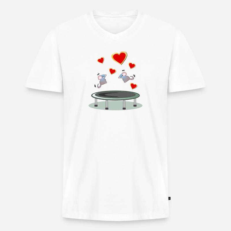 TRAMPOLIN SPRINGEN MÄUSE - Männer Premium Bio T-Shirt mit V-Ausschnitt - Weiß