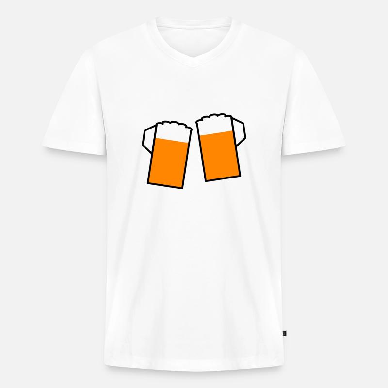Biergläser Prost Bierglas - Männer Premium Bio T-Shirt mit V-Ausschnitt - Weiß