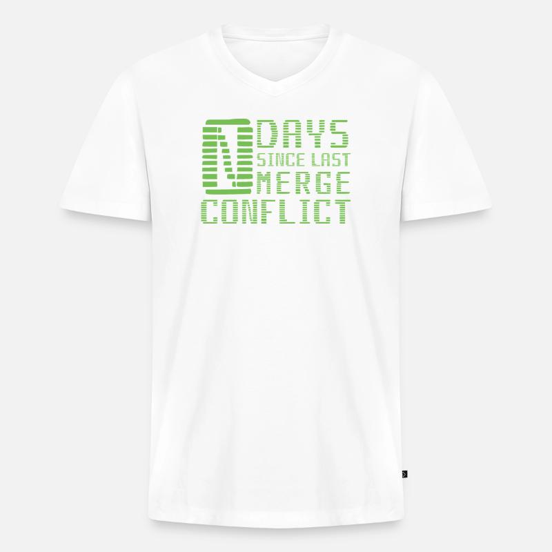 Merge Conflict Software Developer Entwickler Geek - Männer Premium Bio T-Shirt mit V-Ausschnitt - Weiß