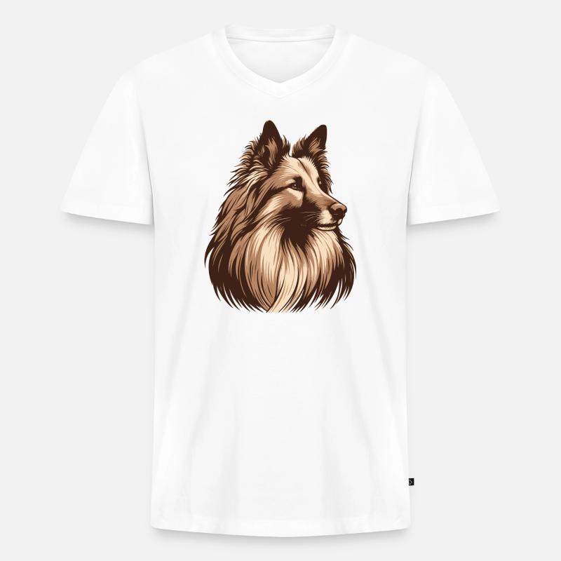 Groenendael - Männer Premium Bio T-Shirt mit V-Ausschnitt - Weiß