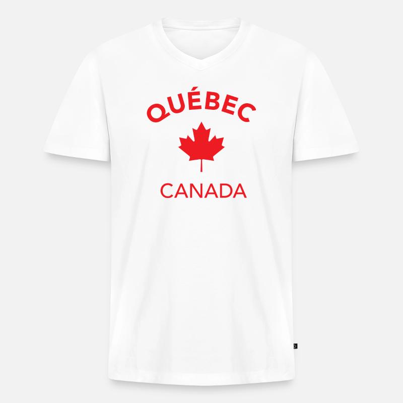 QUEBEC CANADA - Männer Premium Bio T-Shirt mit V-Ausschnitt - Weiß