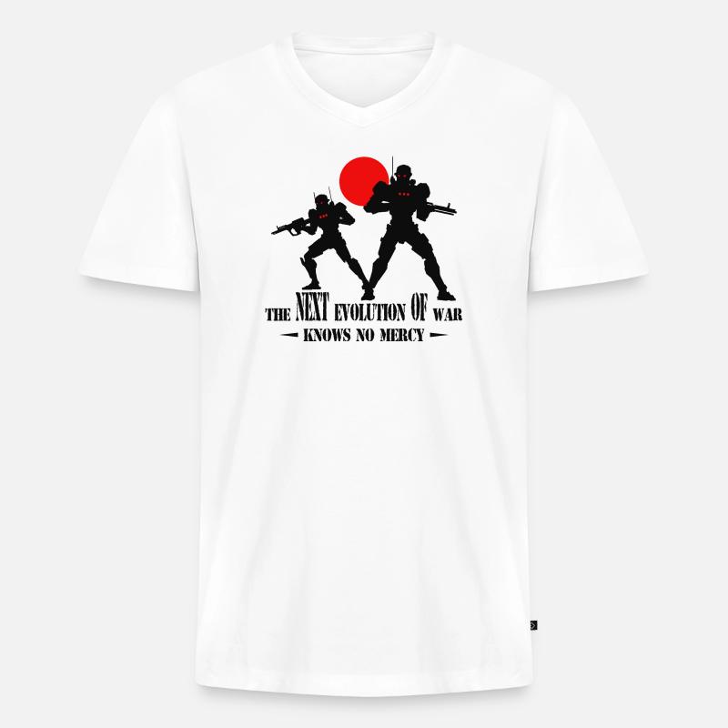 Ai Kampfroboter - Männer Premium Bio T-Shirt mit V-Ausschnitt - Weiß