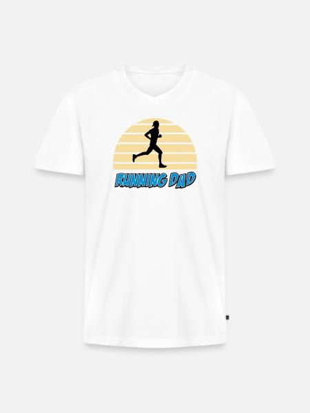 Running dad - T-shirt encolure en V Premium bio Homme - blanc