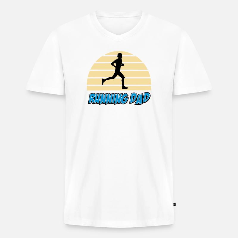 Running dad - Men's Premium Organic T-shirt with V-neck - white
