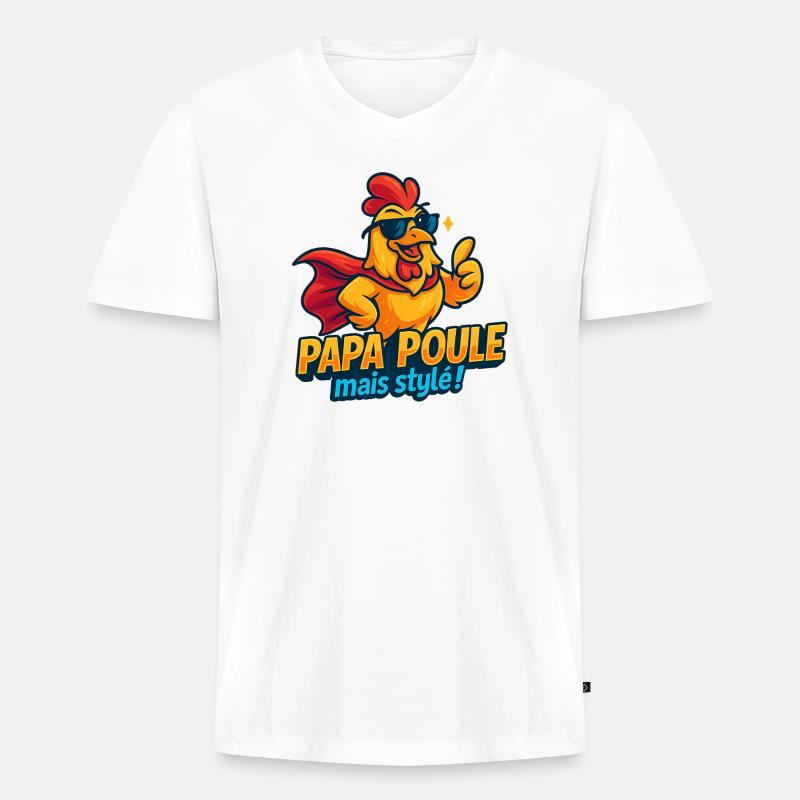 Chicken Style Mode Chic - Männer Premium Bio T-Shirt mit V-Ausschnitt - Weiß