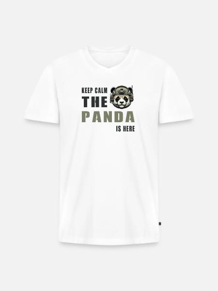 Tactical Panda – Keep Calm - Men's Premium Organic T-shirt with V-neck - white