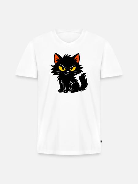 Chaton doux - T-shirt encolure en V Premium bio Homme - blanc
