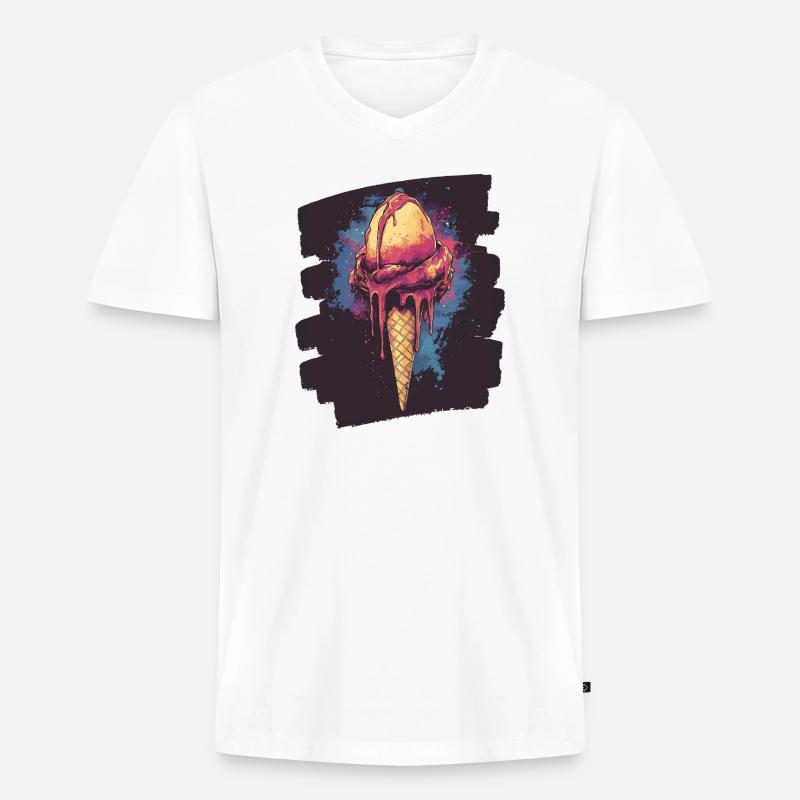 Eiscreme Eis - Männer Premium Bio T-Shirt mit V-Ausschnitt - Weiß