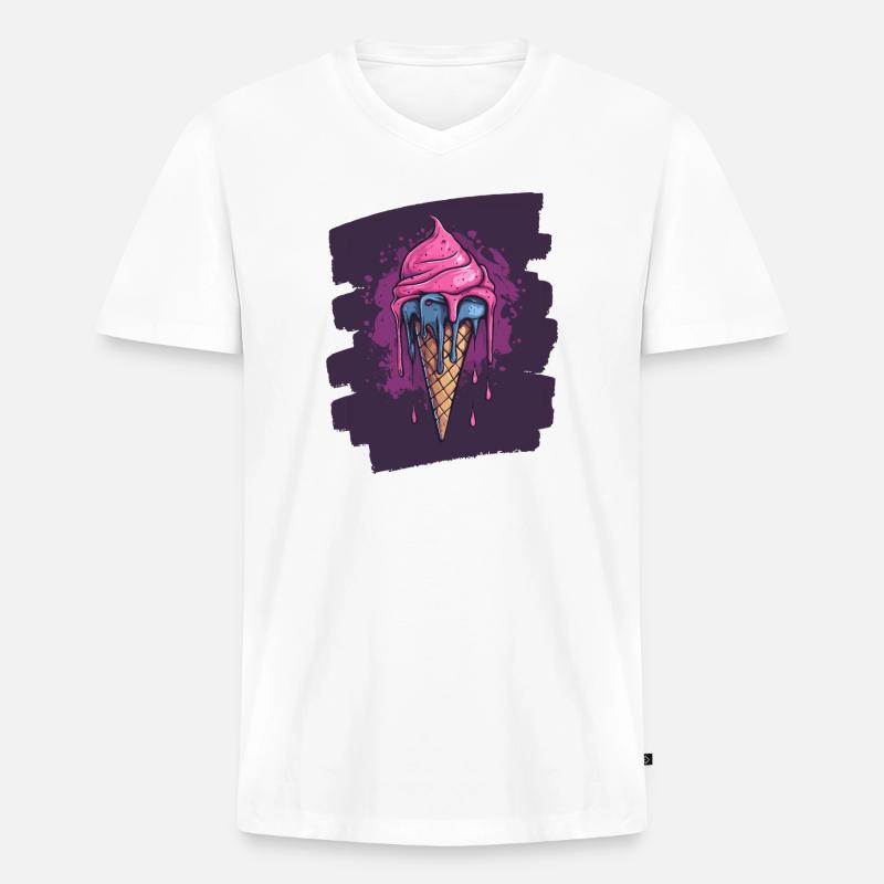 Eiscreme Eis - Männer Premium Bio T-Shirt mit V-Ausschnitt - Weiß