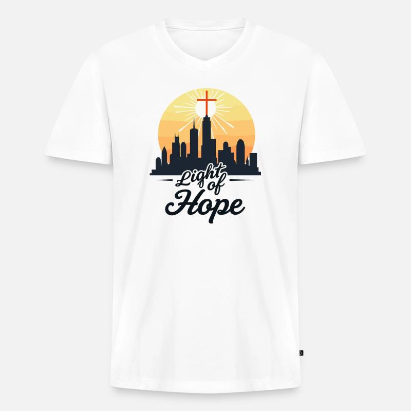 Licht der Hoffnung - Männer Premium Bio T-Shirt mit V-Ausschnitt - Weiß