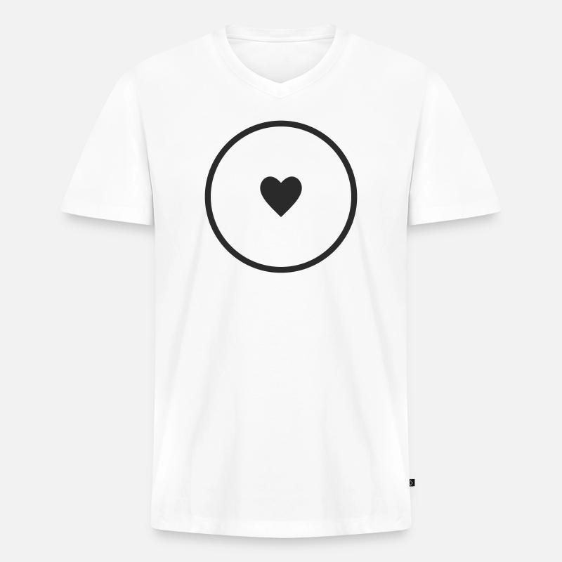 Herz - Männer Premium Bio T-Shirt mit V-Ausschnitt - Weiß