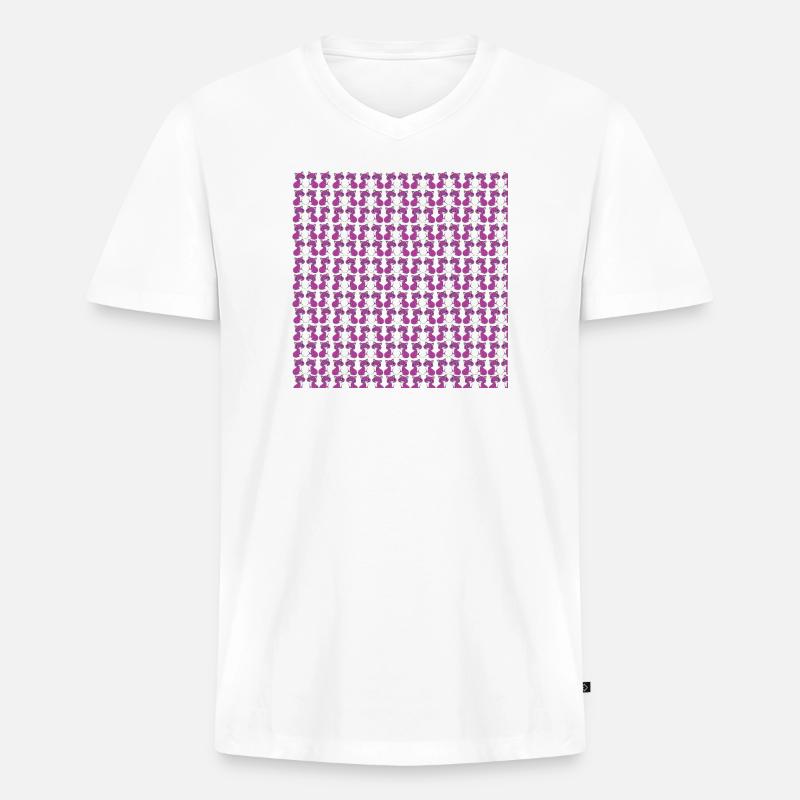 katzenmuster, langhaar katze sitzend, Samtpfote - Männer Premium Bio T-Shirt mit V-Ausschnitt - Weiß