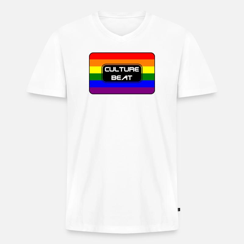 Kultur Beat Pride Logo - Männer Premium Bio T-Shirt mit V-Ausschnitt - Weiß