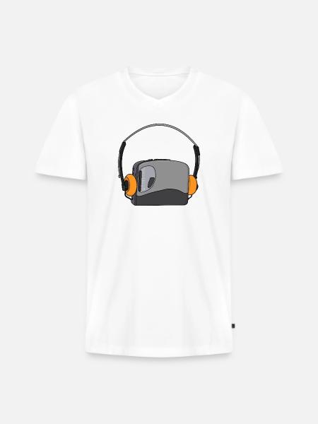Cool Portable Cassette Audio Player - Men's Premium Organic T-shirt with V-neck - white