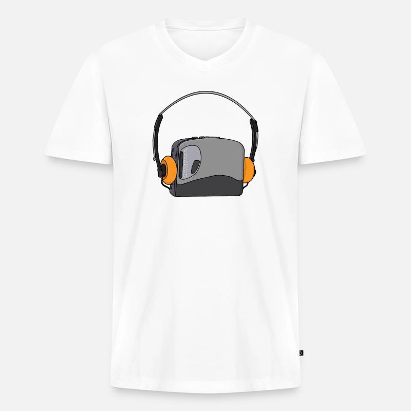 Cool Portable Cassette Audio Player - Men's Premium Organic T-shirt with V-neck - white