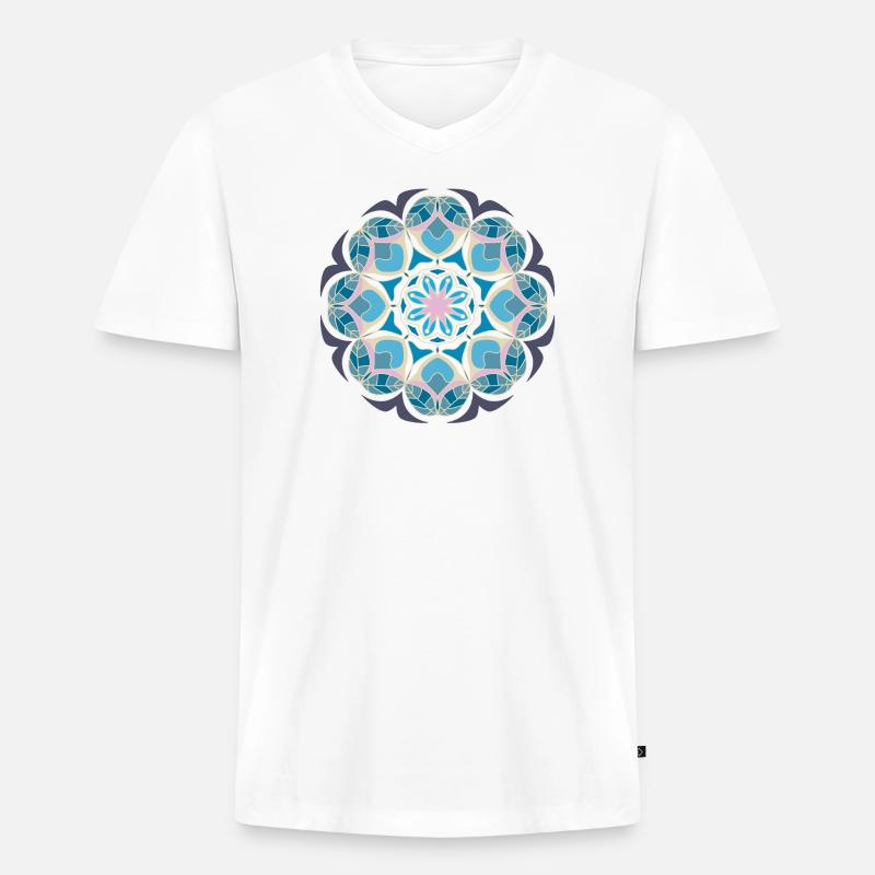 Beach day Mandala - Männer Premium Bio T-Shirt mit V-Ausschnitt - Weiß