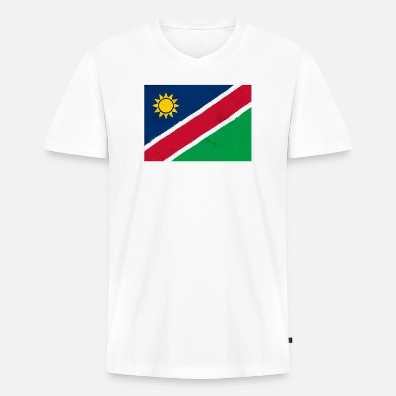 Flagge von Namibia - Männer Premium Bio T-Shirt mit V-Ausschnitt - Weiß