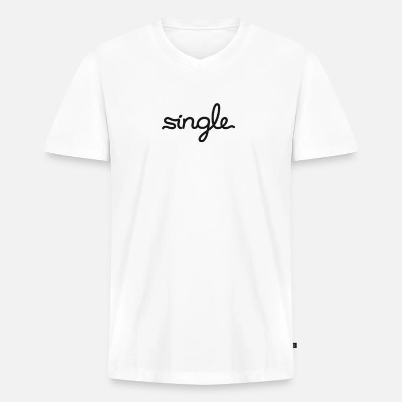 Single - Männer Premium Bio T-Shirt mit V-Ausschnitt - Weiß