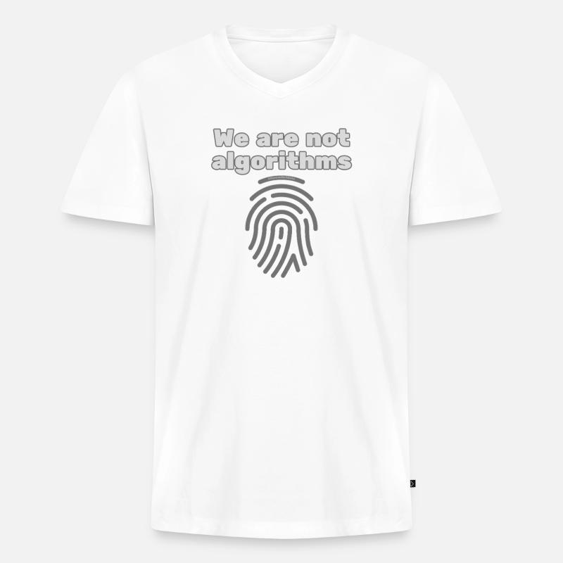 Mensch statt Algorithmus – Statement T-Shirt - Männer Premium Bio T-Shirt mit V-Ausschnitt - Weiß