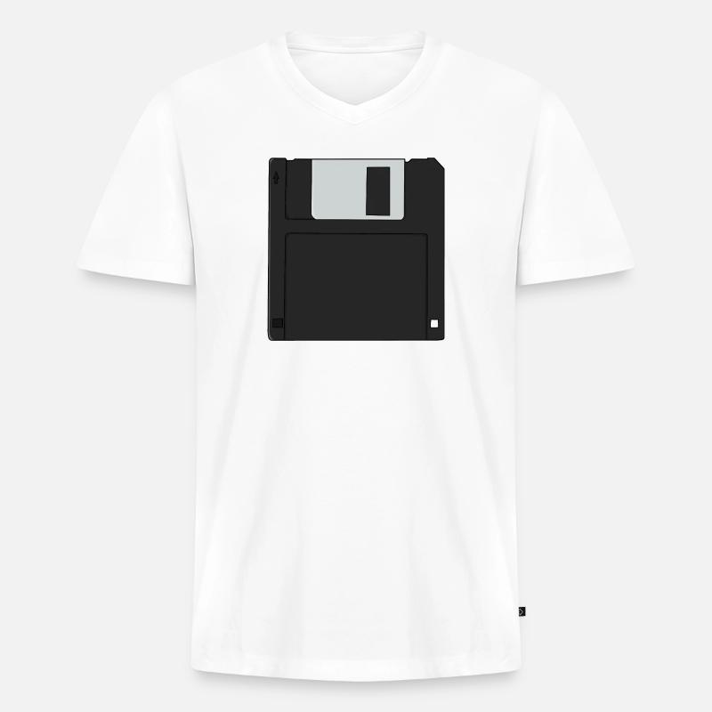 Nostalgische 31/2 Zoll Diskette Retro Diskette - Männer Premium Bio T-Shirt mit V-Ausschnitt - Weiß