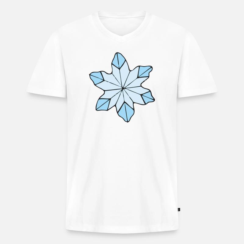Stilvolle Blaue Eisblume design - Männer Premium Bio T-Shirt mit V-Ausschnitt - Weiß