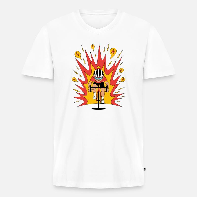 Angriffsmodus Radfahrer Krone Karikatur - Männer Premium Bio T-Shirt mit V-Ausschnitt - Weiß