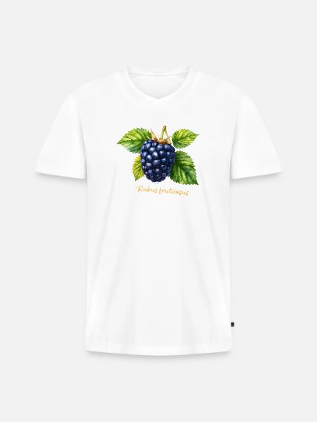 Blackberry – Botanical Watercolor in Vintage Style - Men's Premium Organic T-shirt with V-neck - white