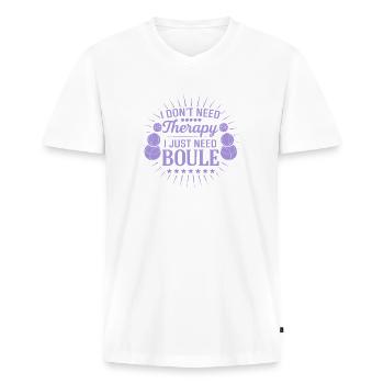 I don't need therapy, just play boules - Men's Premium Organic T-shirt with V-neck - white - Front - Nico (187cm)