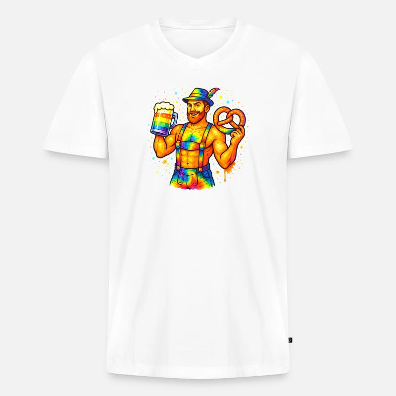 pride bavarian - Männer Premium Bio T-Shirt mit V-Ausschnitt - Weiß
