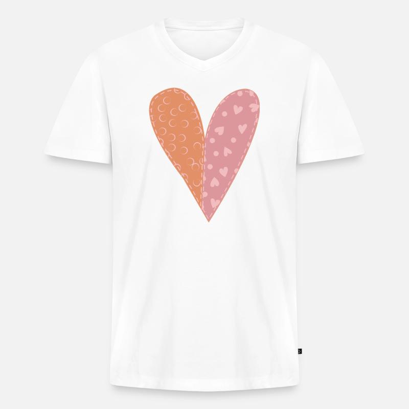Patchwork Herz Nr. 7 - Männer Premium Bio T-Shirt mit V-Ausschnitt - Weiß