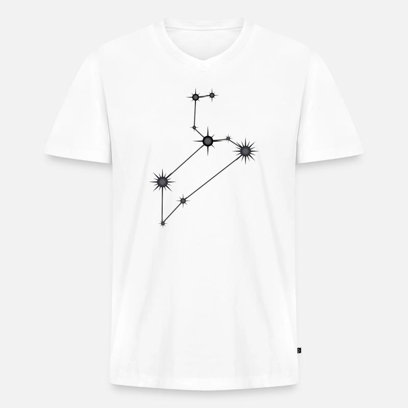 Löwe Sternbild Sternzeichen Schwarz & Grau - Männer Premium Bio T-Shirt mit V-Ausschnitt - Weiß