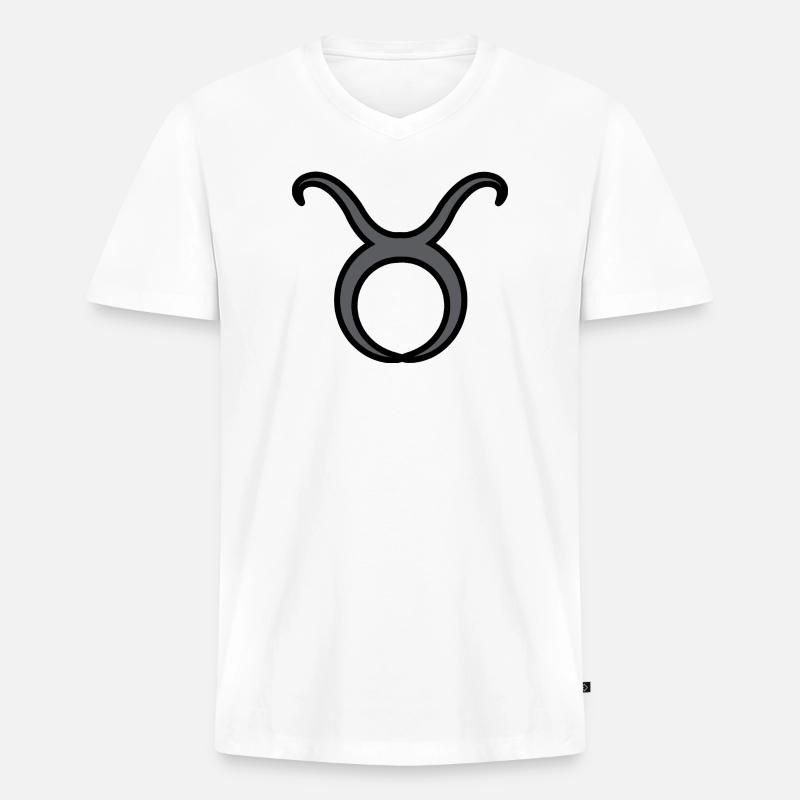 Stier Sternzeichen Symbol Schwarz & Grau - Männer Premium Bio T-Shirt mit V-Ausschnitt - Weiß